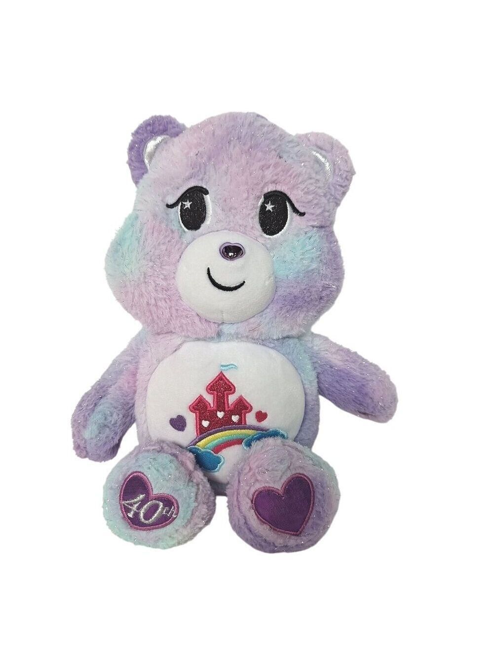 Care Bears Care A Lot Bear Purple Plush 13.5" 40th Anniversary